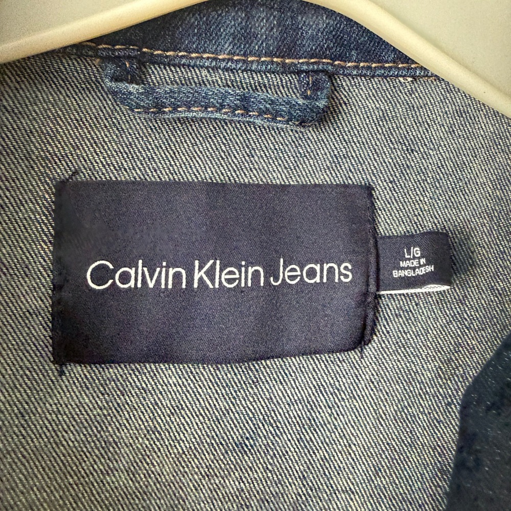 Y2K Calvin Klein Jeans L Blue Denim Jacket Button Trucker Outerwear Cowgirl - Picture 4 of 5